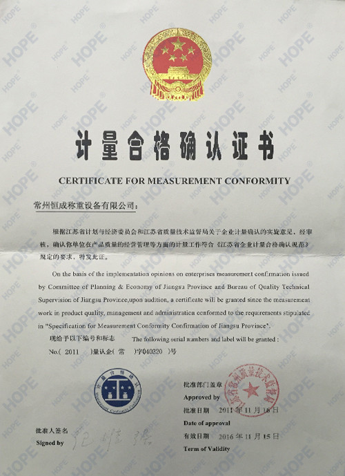 Китай SMARTWEIGH INSTRUMENT CO.,LTD Сертификаты